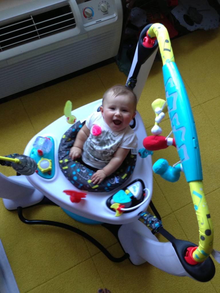 evenflo exersaucer orange and blue