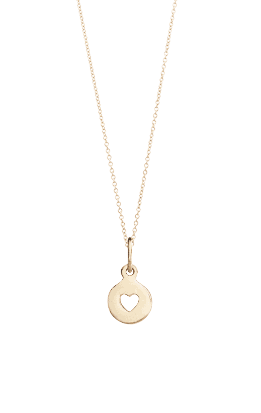 14k YG Heart Cutout Tiny Necklace