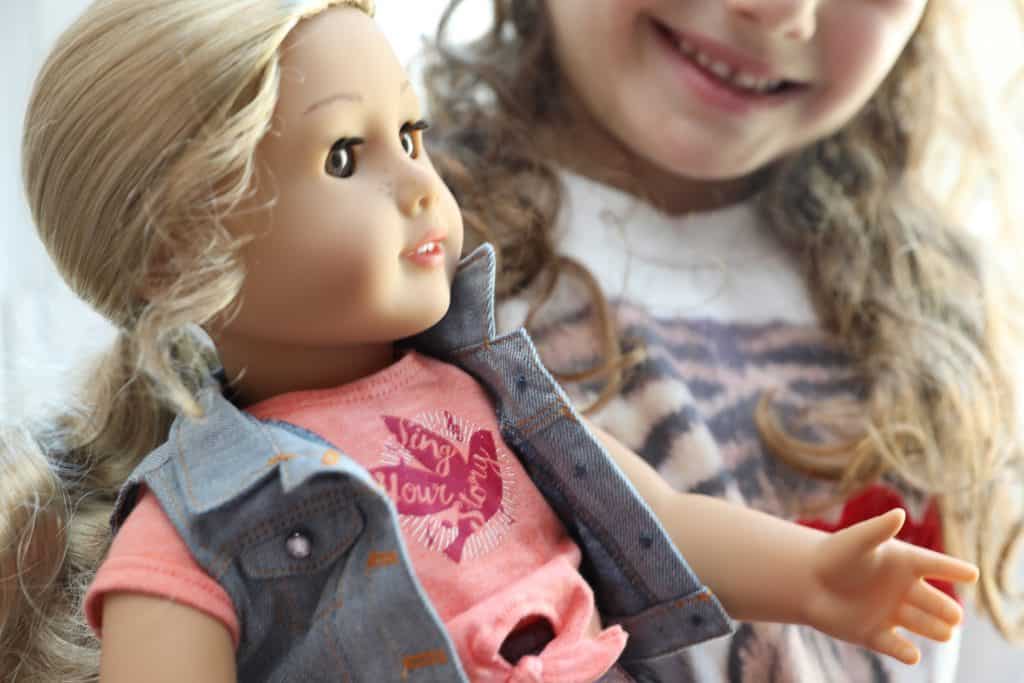 Closeup of American Girl doll Tenney