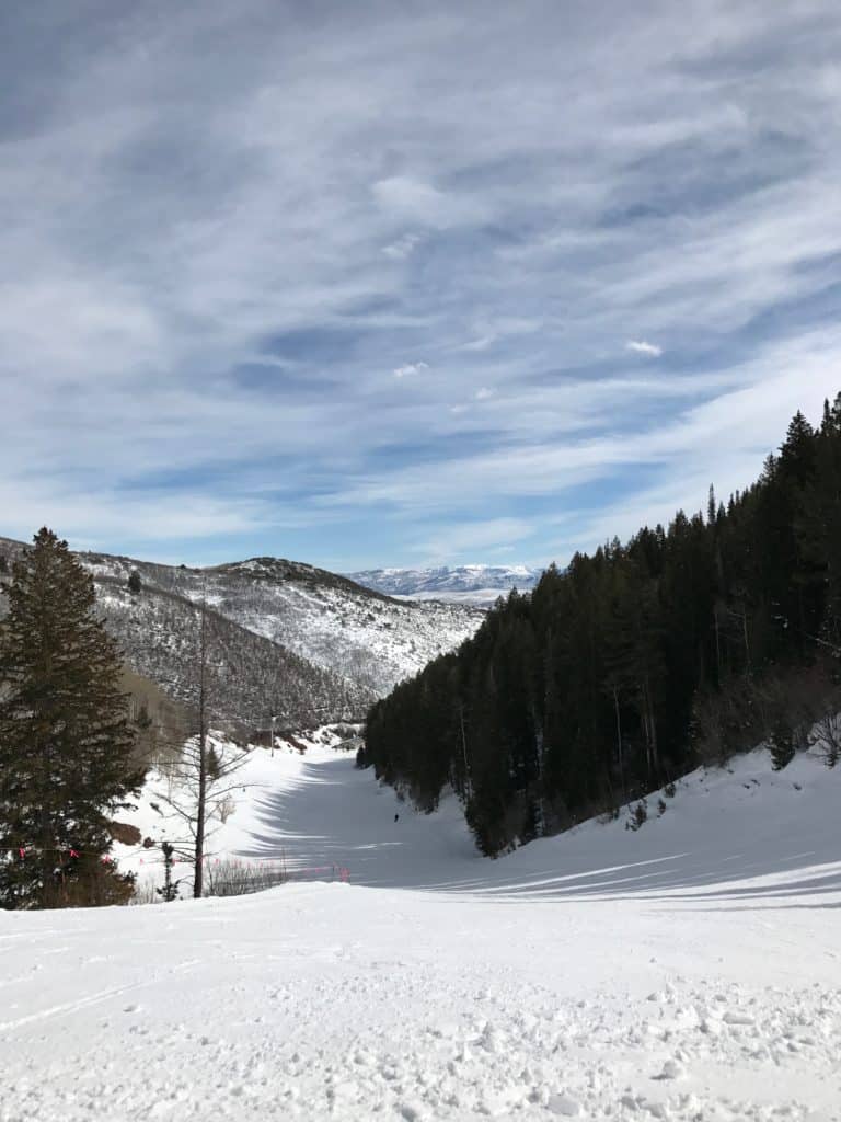 Mountain view while skiing