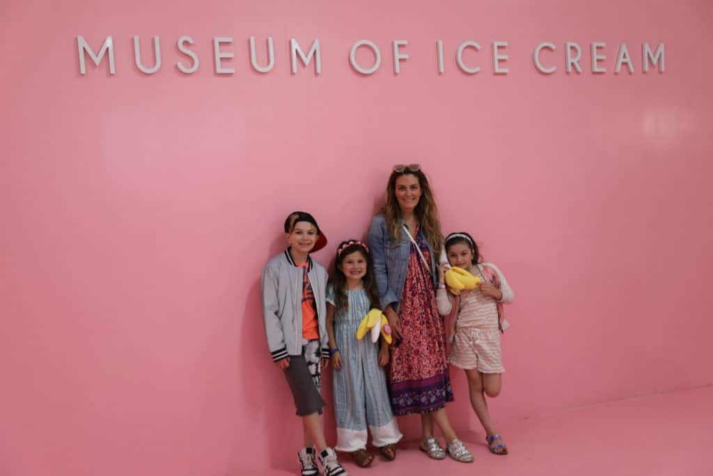 Family outside the Museum of Ice Cream