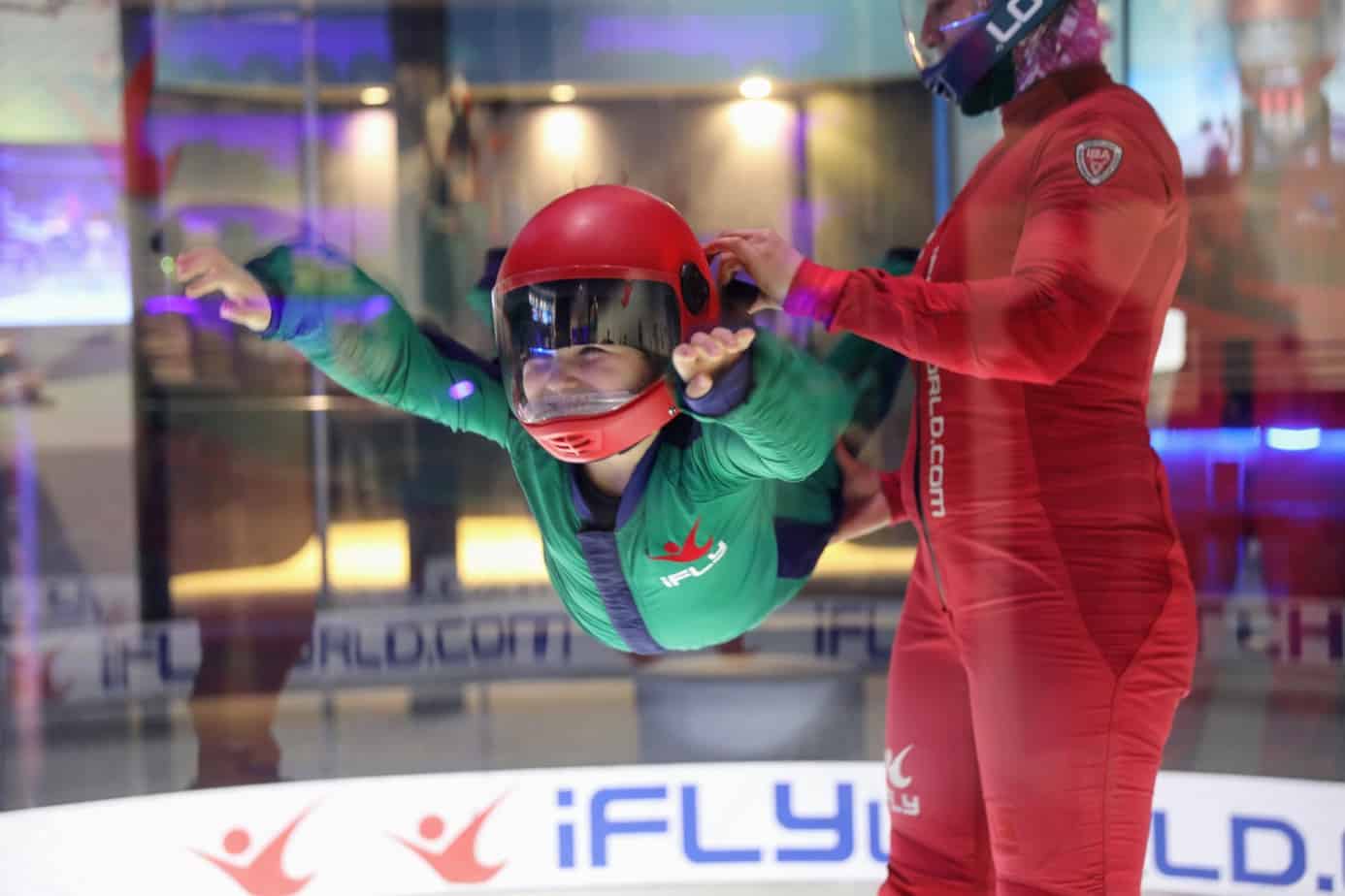 Child indoor skydiving at iFLY Westchester in NYC