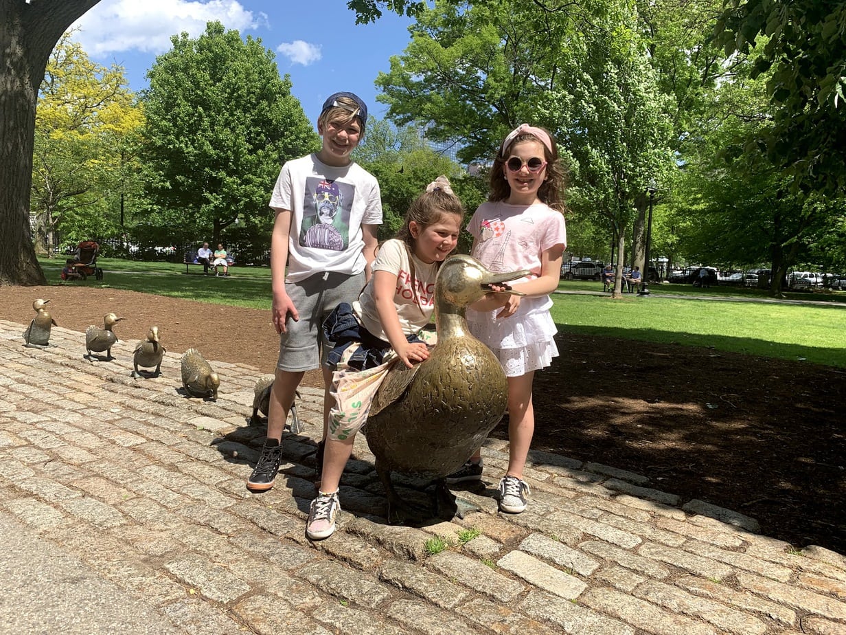 Make way for ducklings and children at Boston Public Gardens