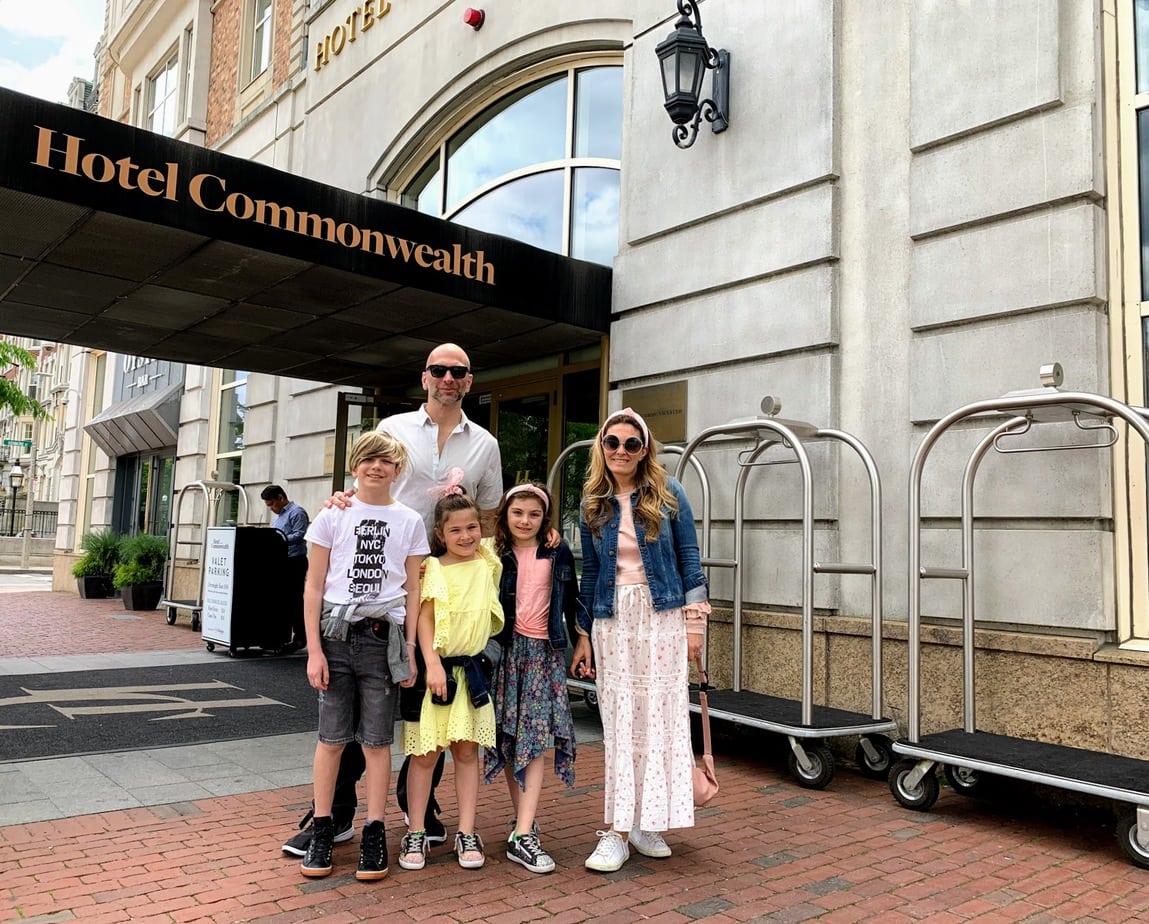 Family celebrating Boston Memorial Day weekend at Hotel Commonwealth