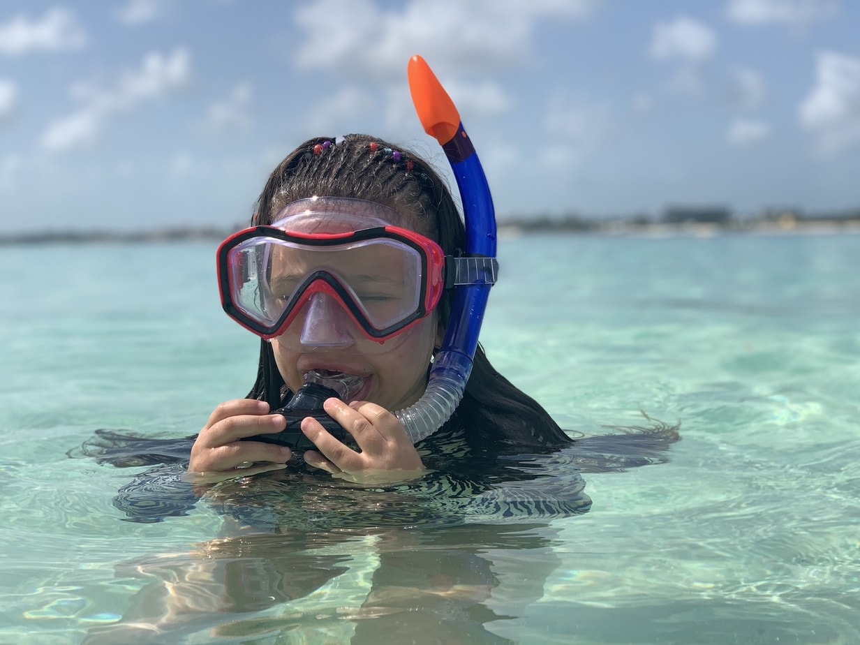 Child snorkleing at Bamoral in the Bahamas