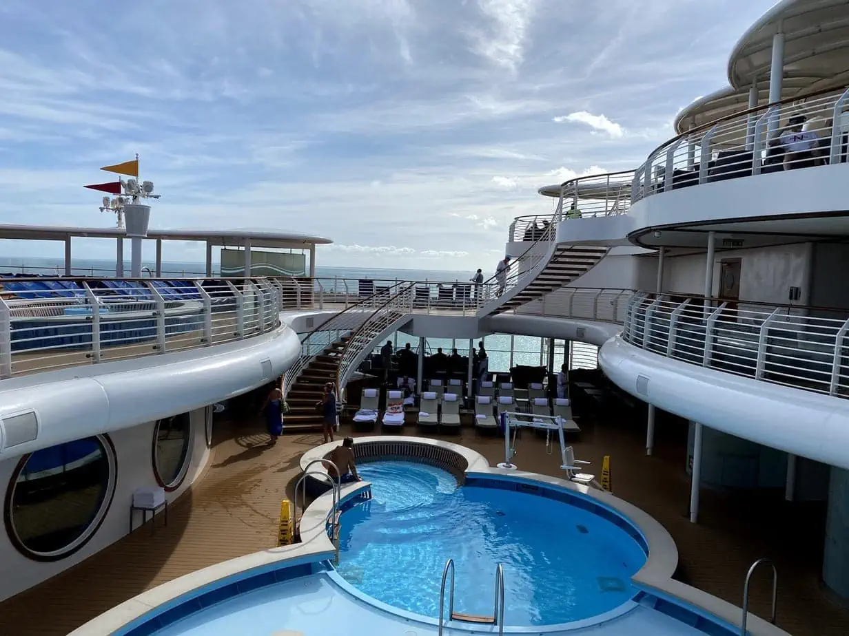 Pool and hottub on top deck of Disney Cruise