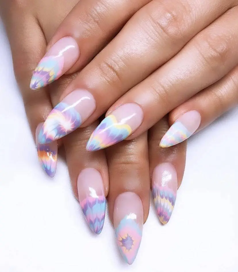 Pastel acrylics with almond shape