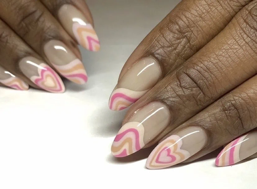 Pink heart nail designs NYC