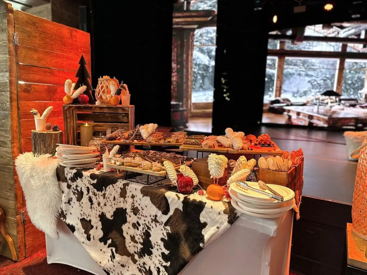 Club Med La Rosière Hotel's dessert spread table with waffles and doughnuts 