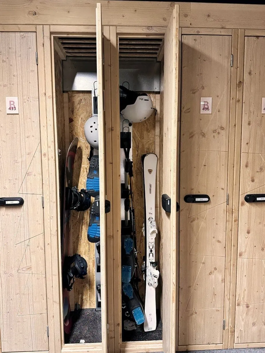 Gear lockers at Club Med La Rosière ski resort