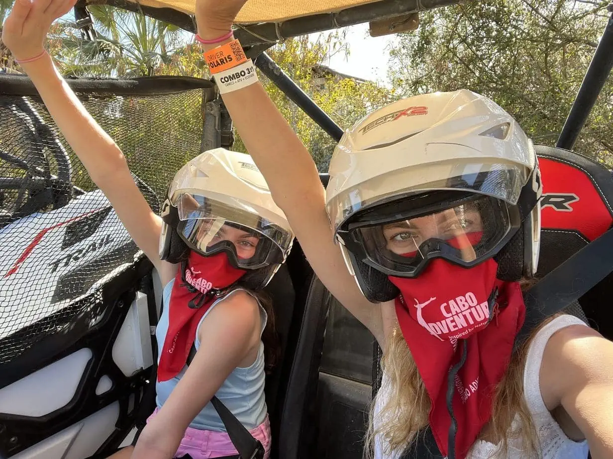 Family selfie on ATV adventure in Cabo 