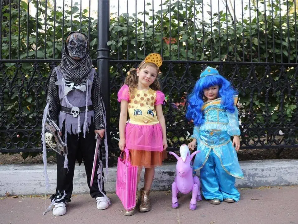 Kids' Halloween costumes: knight, giraffe, mermaid